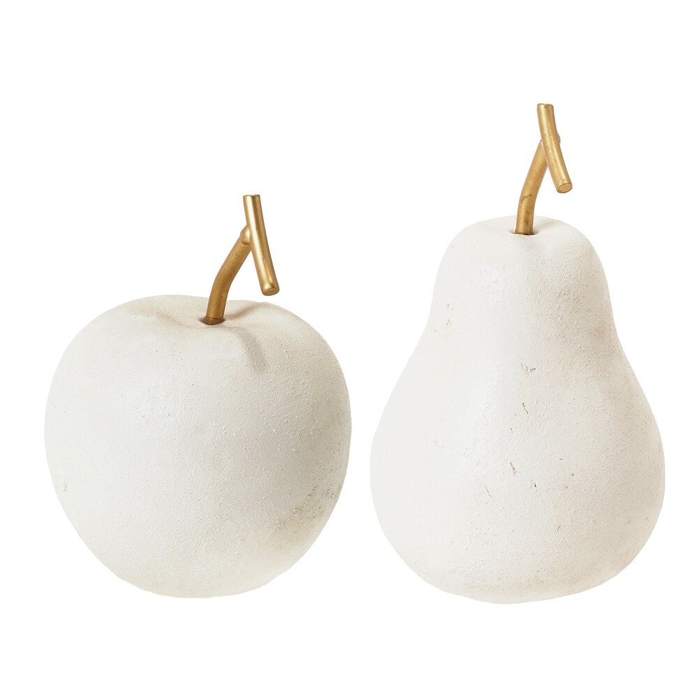 Cream White Fruit Table Top Apple And Pear  Set Of 2