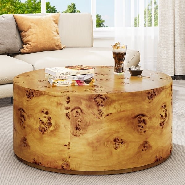 Modern Round Tree Burls Wood Coffee Table - 35