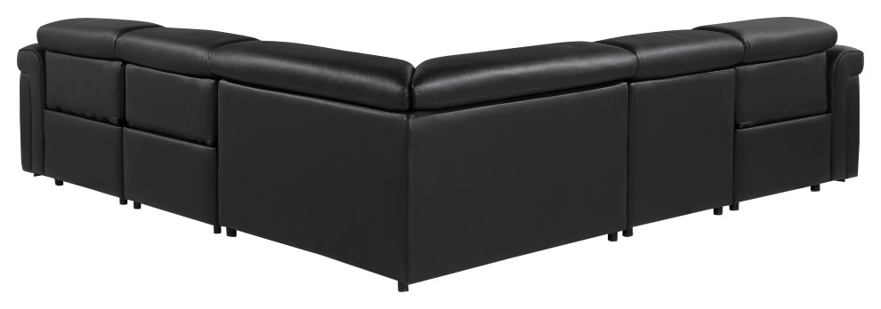 Giovanni 5 Piece 3 Power Reclining Italian Leather Sectional   Contemporary   Sectional Sofas   by Luxuriant Furniture  Houzz