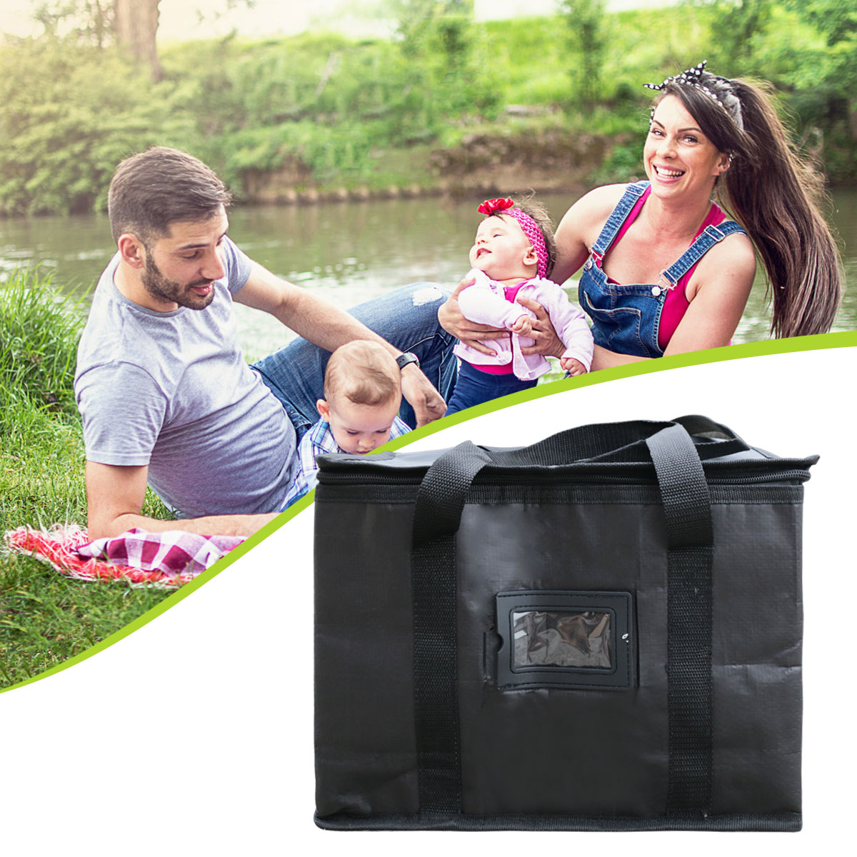 16L Insulated Grocery Bag Extra Large Waterproof for Hot Cold Food， Picnic， Grocery Food Delivery