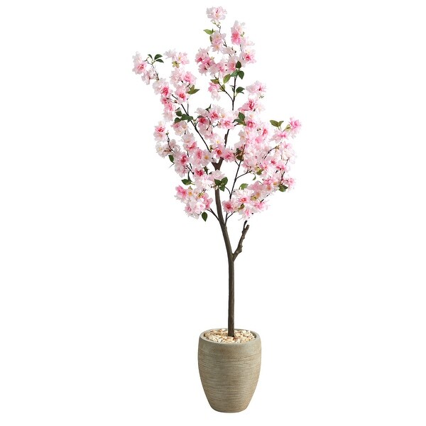 5.5' Cherry Blossom Artificial Tree in Sand Colored Planter