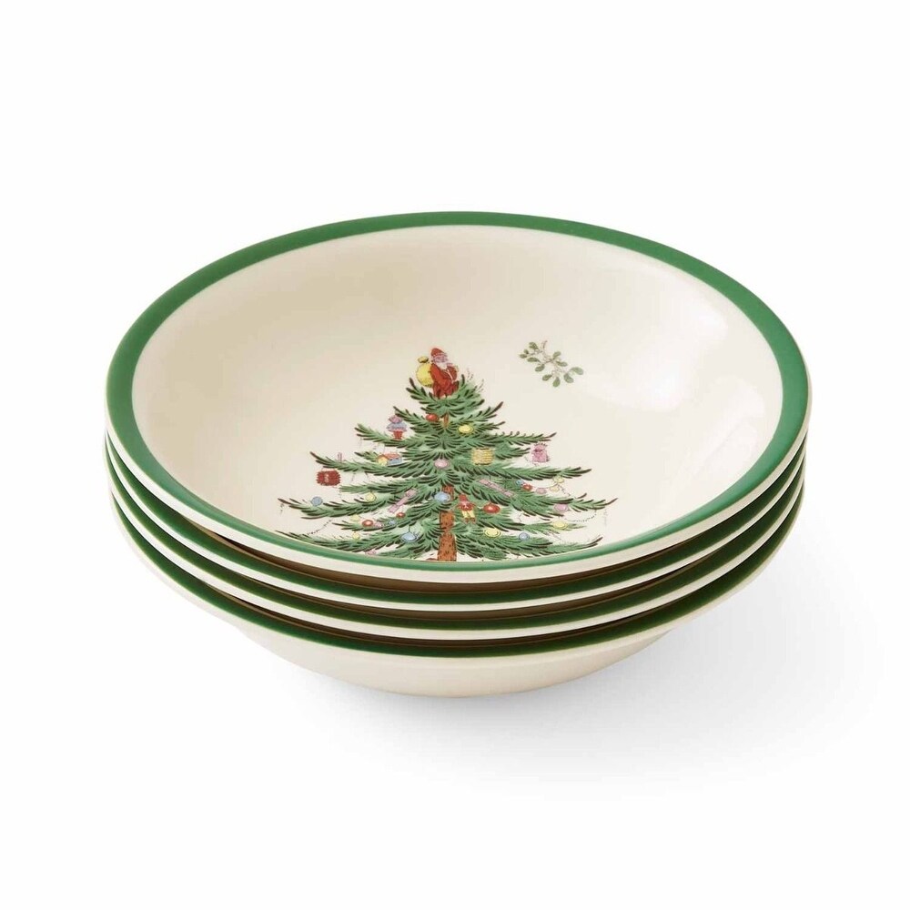 Spode Christmas Tree Cereal Oatmeal Bowls Set of 4   5.5\