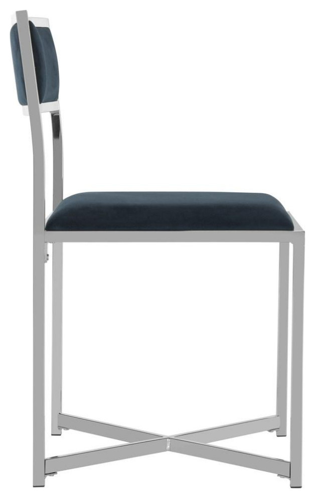 Kenneth Chrome Side Chair Navy Set 2   Modern   Dining Chairs   by Virgil Stanis Design  Houzz