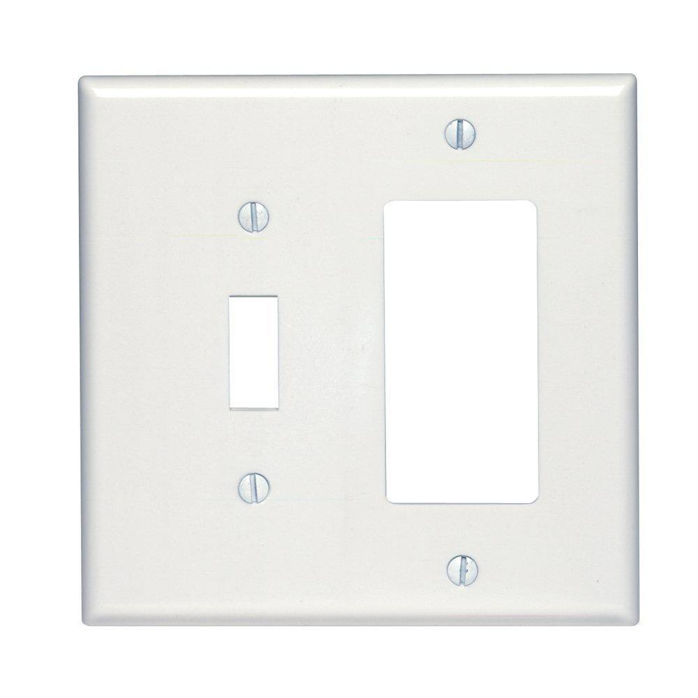 Leviton White 2-Gang 1-Toggle1-DecoratorRocker Wall Plate (1-Pack) 80605-W