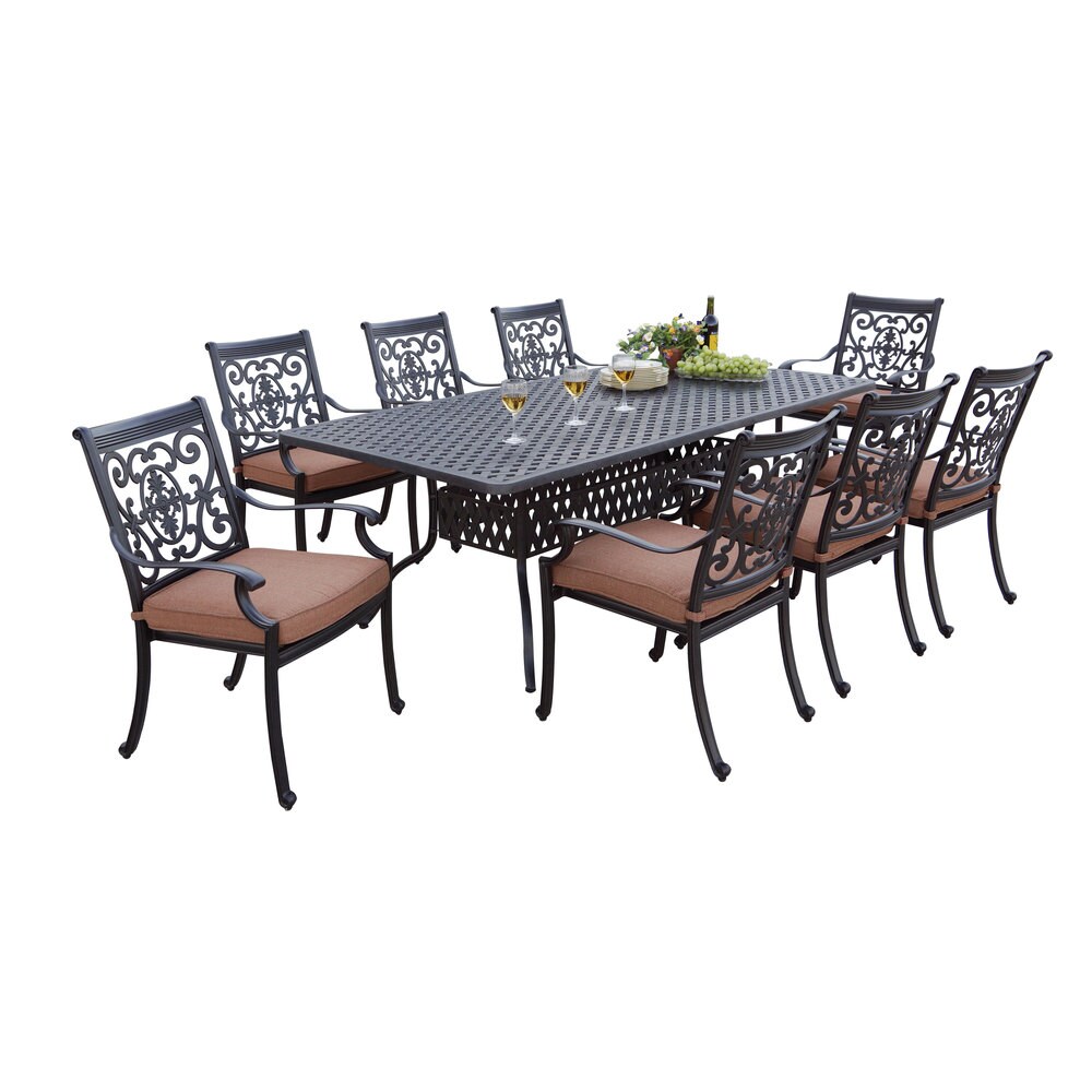 Darlee St.Cruz Antique Bronze Cast Aluminum Rectangular 9 piece Dining Set