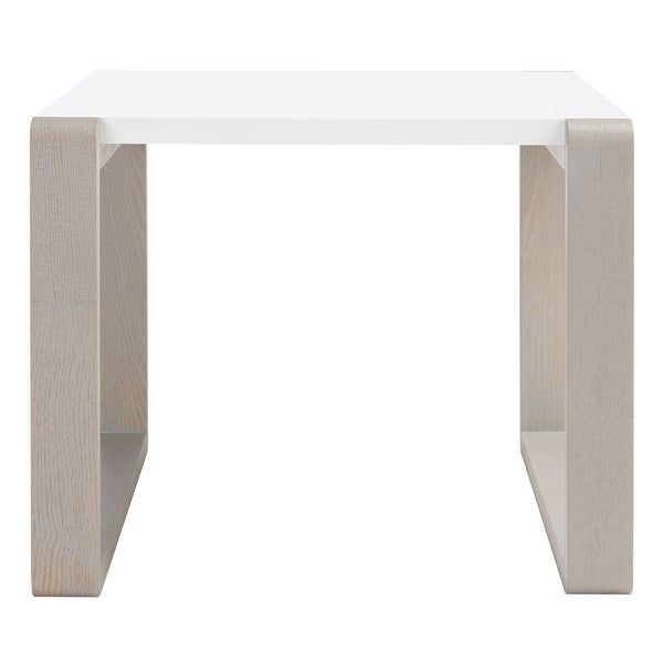 SAFAVIEH Mid-Century Modern Bartholomew White/ Grey Lacquer End Table - 21.6