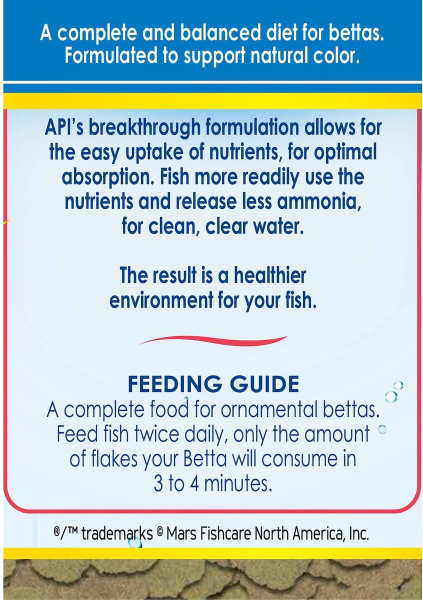 API Betta Flakes Fish Food， 0.36-oz bottle