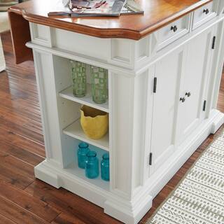 HOMESTYLES Americana White Kitchen Island with Seating 5002-948