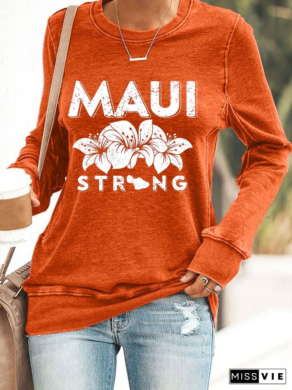 Maui Strong Crew Neck Casual Sweatshirt