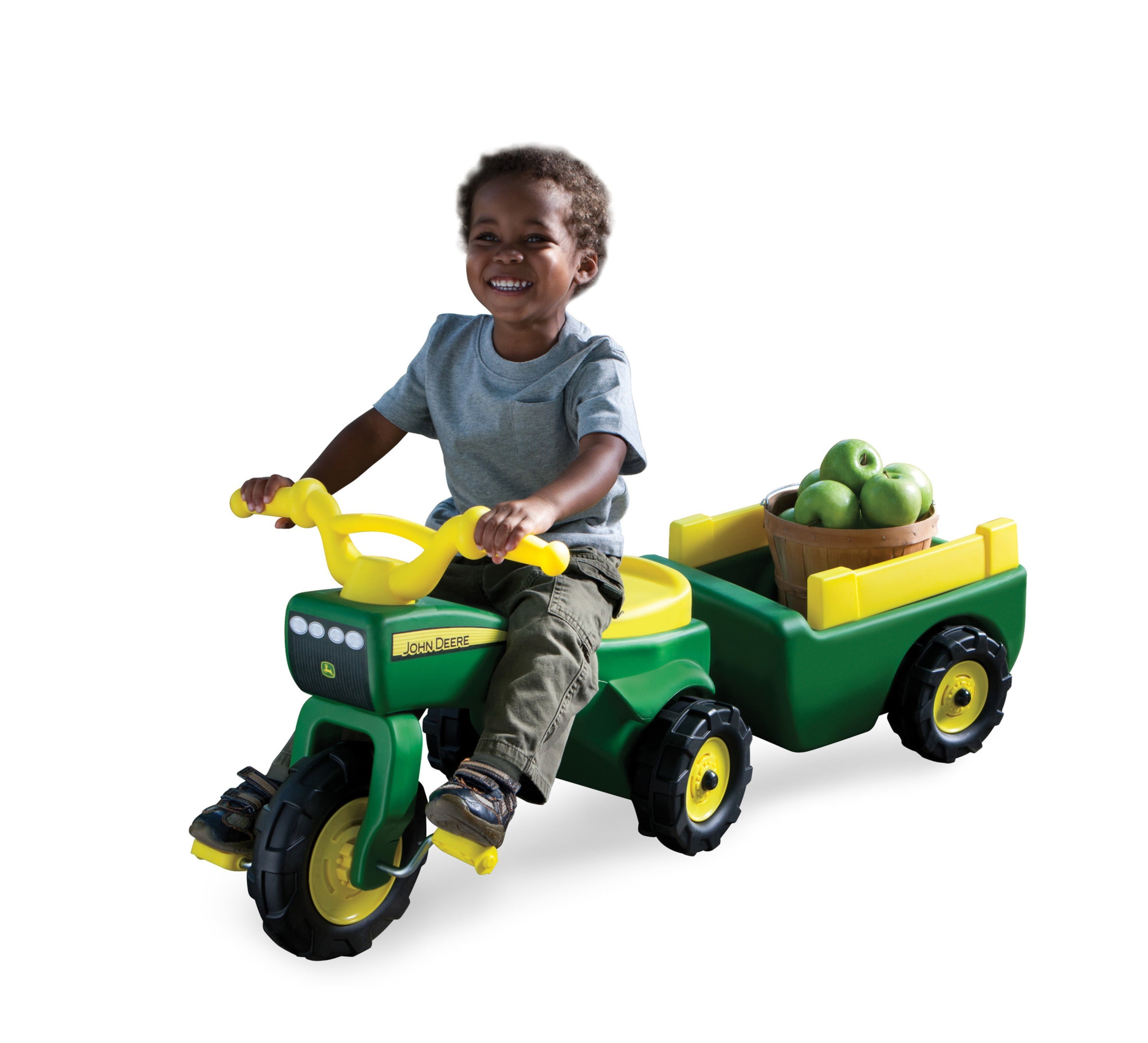 John Deere Pedal Tractor And Wagon, Kids Ride On Tractor Tricycle, Green + Yellow