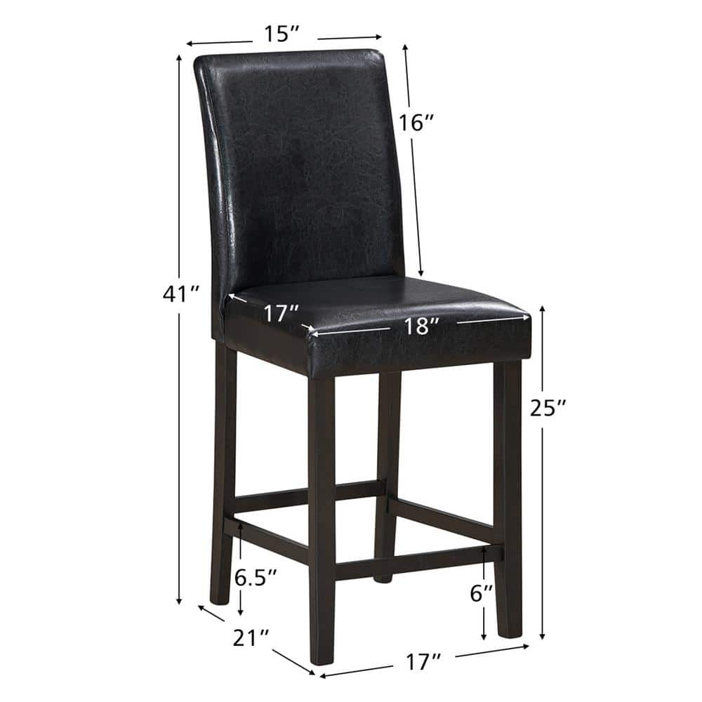 Gymax 41 in. H Bar Stools High Back Counter Height Barstool Pub Chair w/ Rubber Wood Legs Black (Set of 4) GYM05877