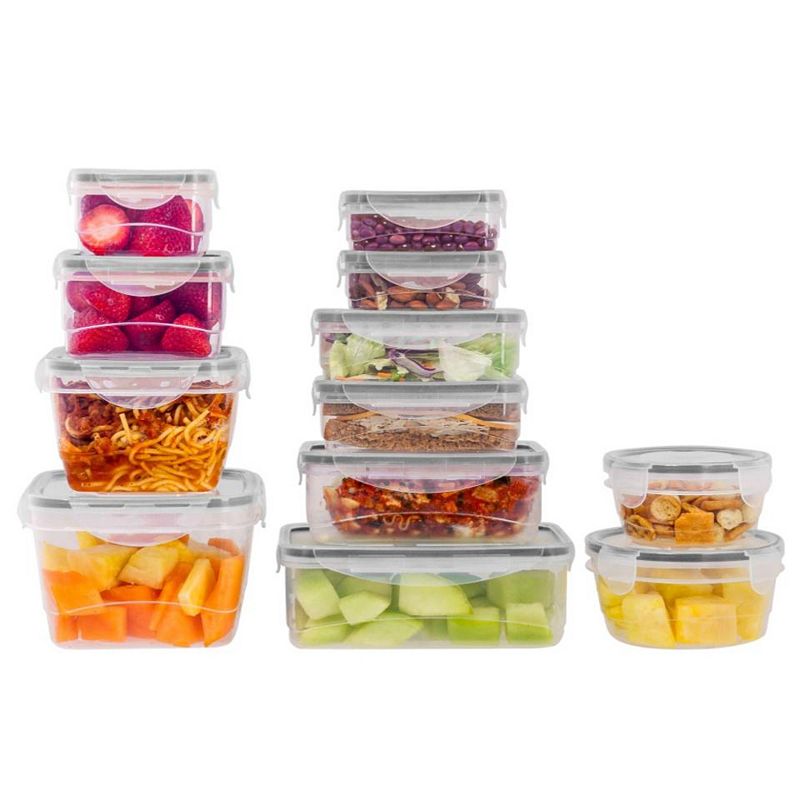 24-Piece Plastic Food Container Set with Snap Locking Lids