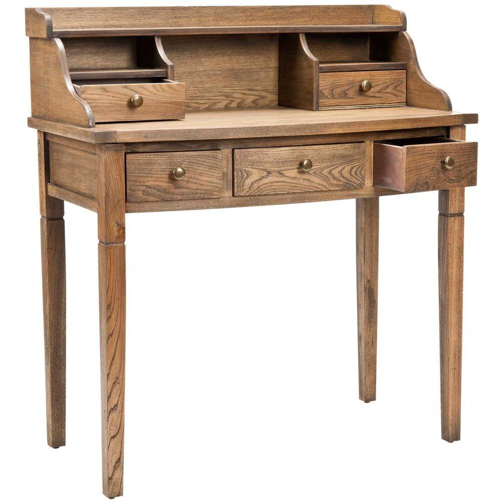 SAFAVIEH Landon 36 in. Brown 5-Drawer Secretary Desk AMH6516A