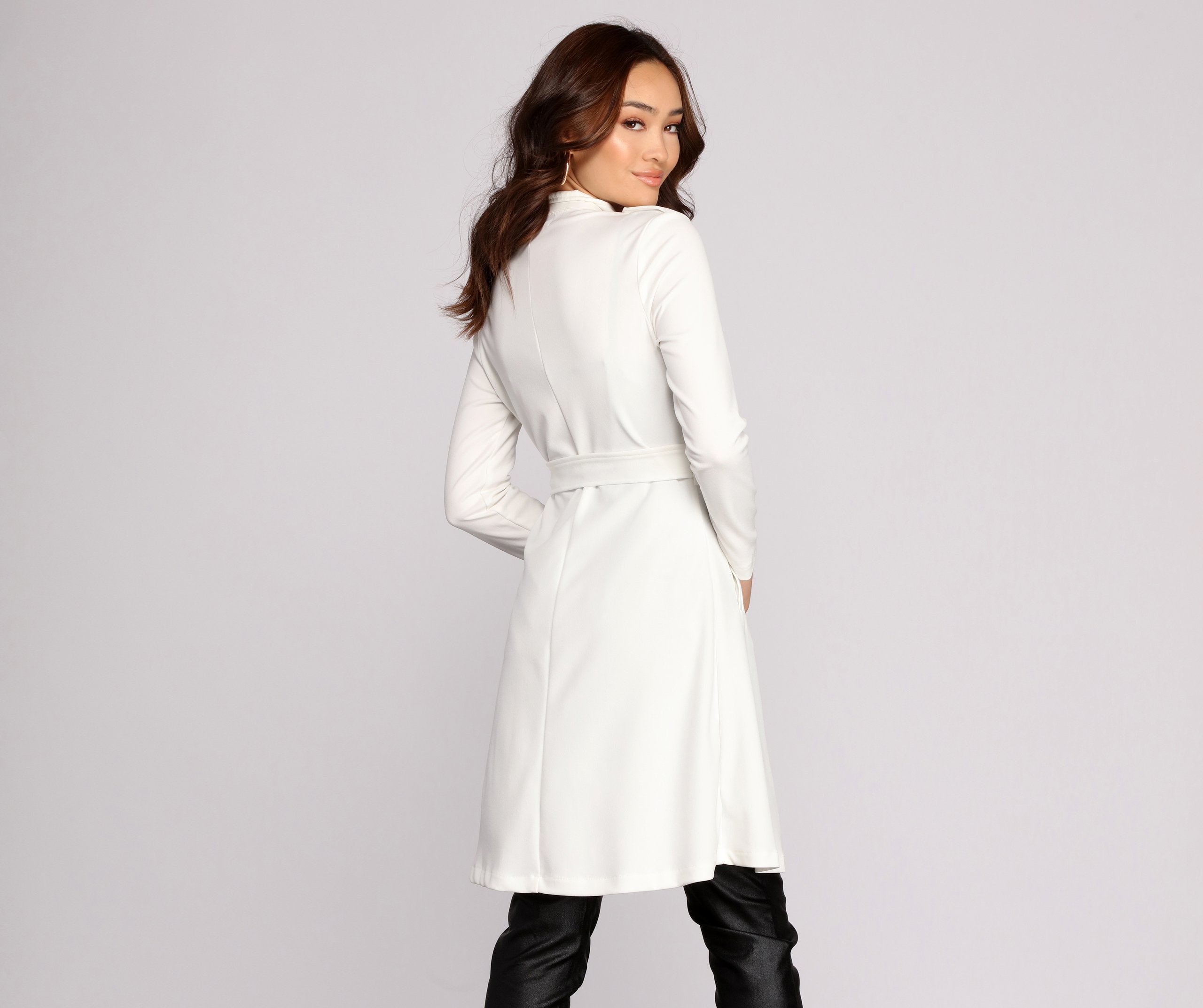 Feminine Flare Zip Up Trench Coat