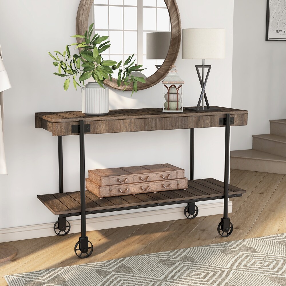 Hyssop Farmhouse 47 inch Metal 1 Shelf Console Table by Furniture of America