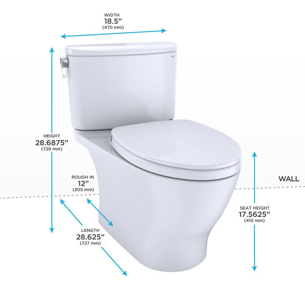 TOTO Nexus 2-Piece 1.28 GPF Single Flush Elongated ADA Comfort Height Toilet with CEFIONTECT in Cotton White Seat Included MS442124CEFG#01