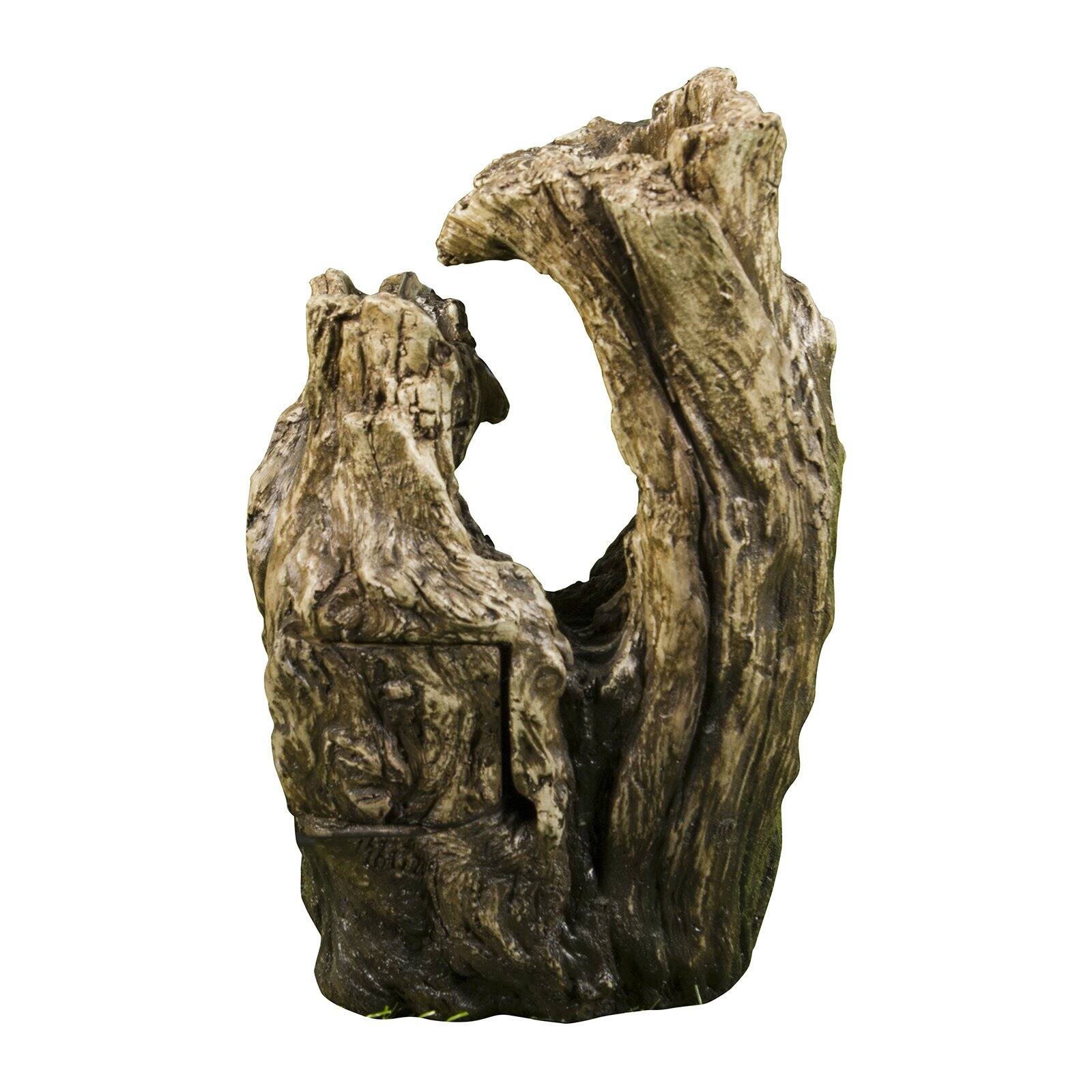 Hi-Line Gift Ltd. Tree Trunk Indoor/Outdoor Tabletop Fountain with LED