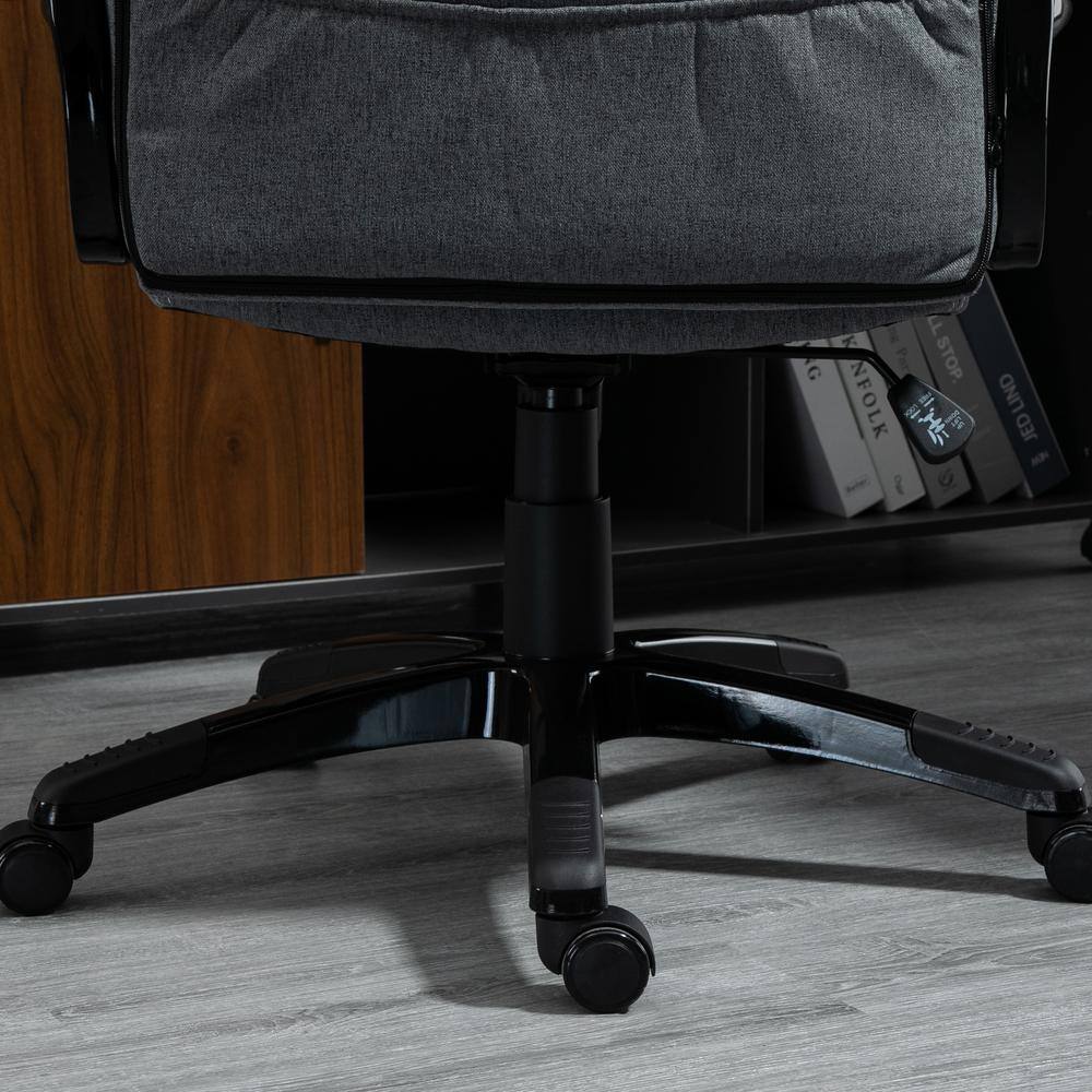 Vinsetto Grey, Ergonomic Home Office Chair High Back Task Computer Desk Chair with Padded Armrests, Linen Fabric, Swivel Wheels 921-239