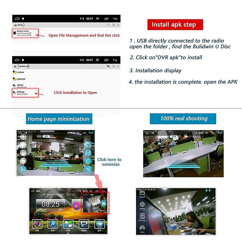 Dash Cam ADAS Car DVR Dashcam Video HD 720P USB TF Card Auto Recorder for Android Multimedia Player