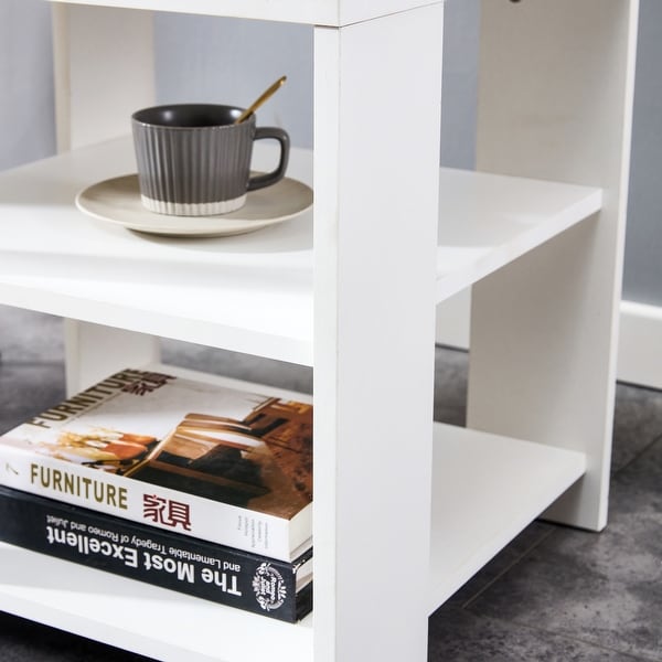 Square side table，simple style design，3-tier end table