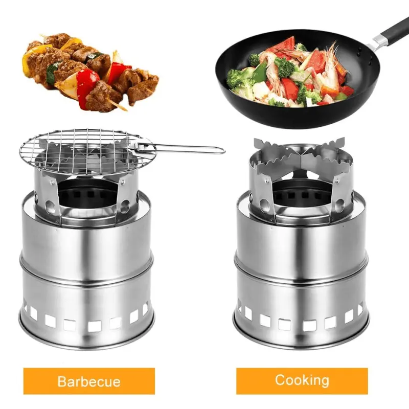 Outdoor Mini Fire Stove Burning Camping stove 304 Stainless Steel Hiking Picnic Bbq Stove for camping accessories