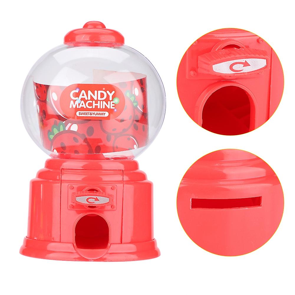 Portable Children Candy Machine Plastic Mini Gumballs Dispenser Kids Kindergarten Gift(red)