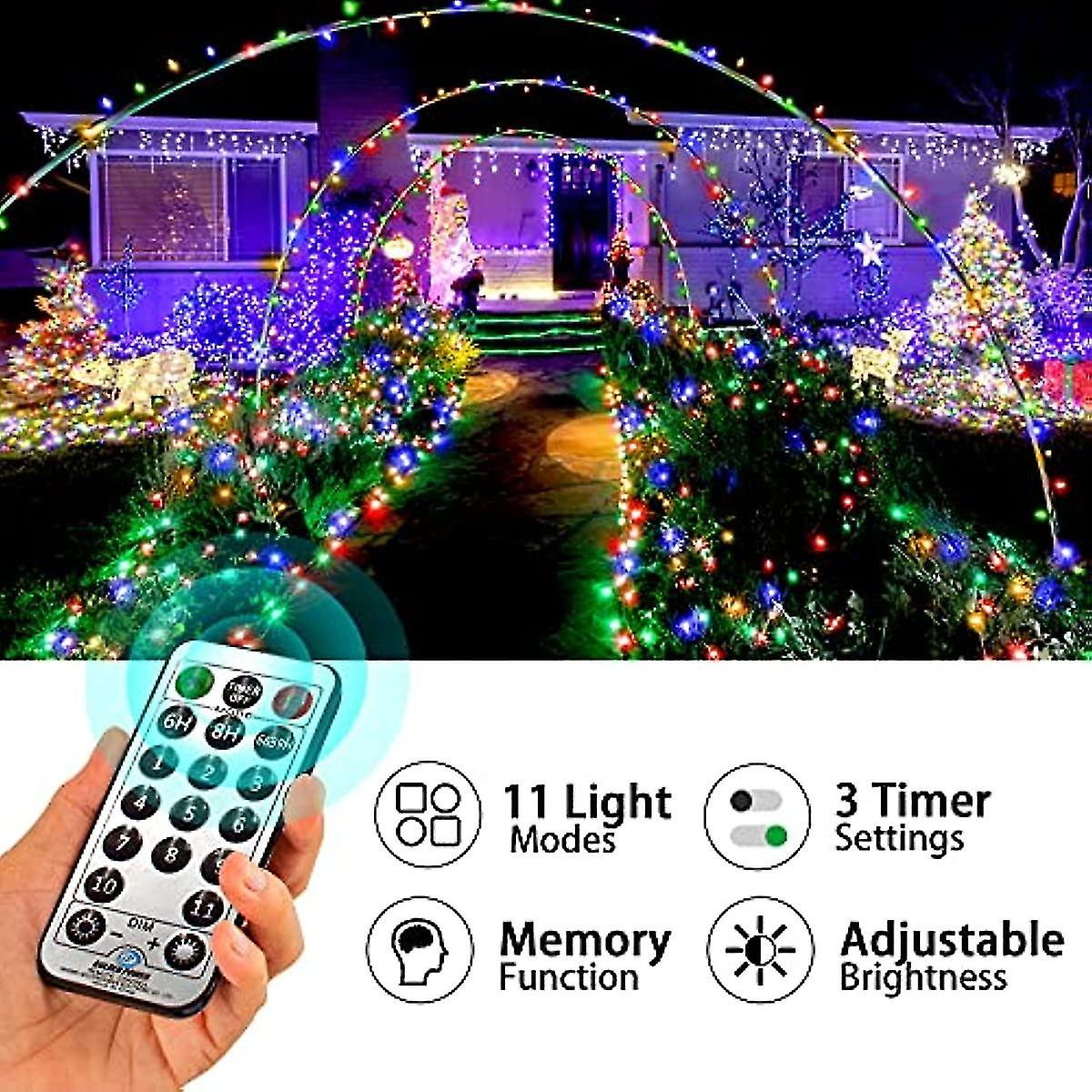 Outdoor Christmas Lights  100m 720 Led Color Changing String Lights  Plug In With 11 Modes and Remote  Mains Powered For Garden Yard Tree Weddin