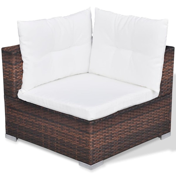 vidaXL 10 Piece Patio Lounge Set with Cushions Poly Rattan Brown