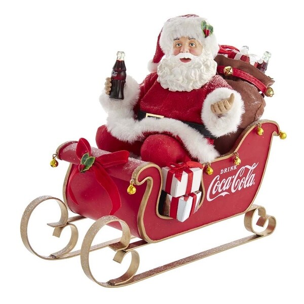 Kurt Adler 10Inch CocaCola Santa in Sleigh Table Piece