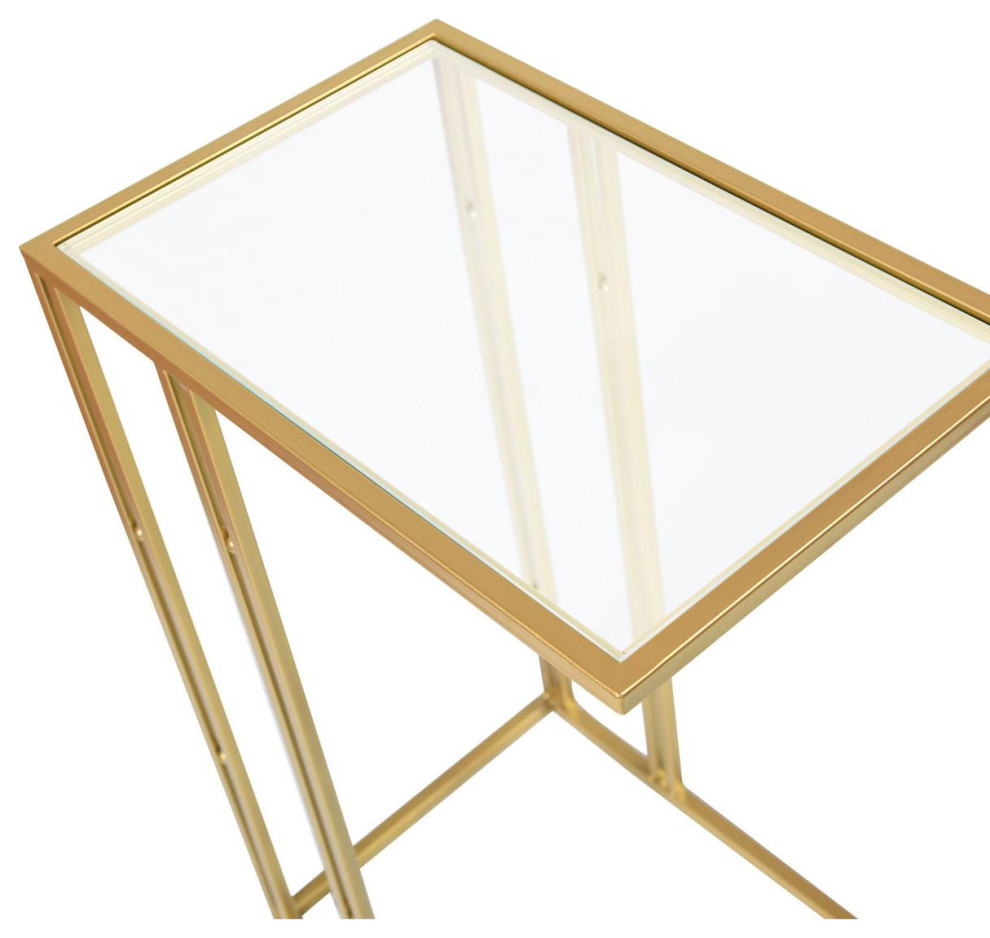 Antique Gold End or Side Table  Clear Glass   Contemporary   Side Tables And End Tables   by Lighting New York  Houzz