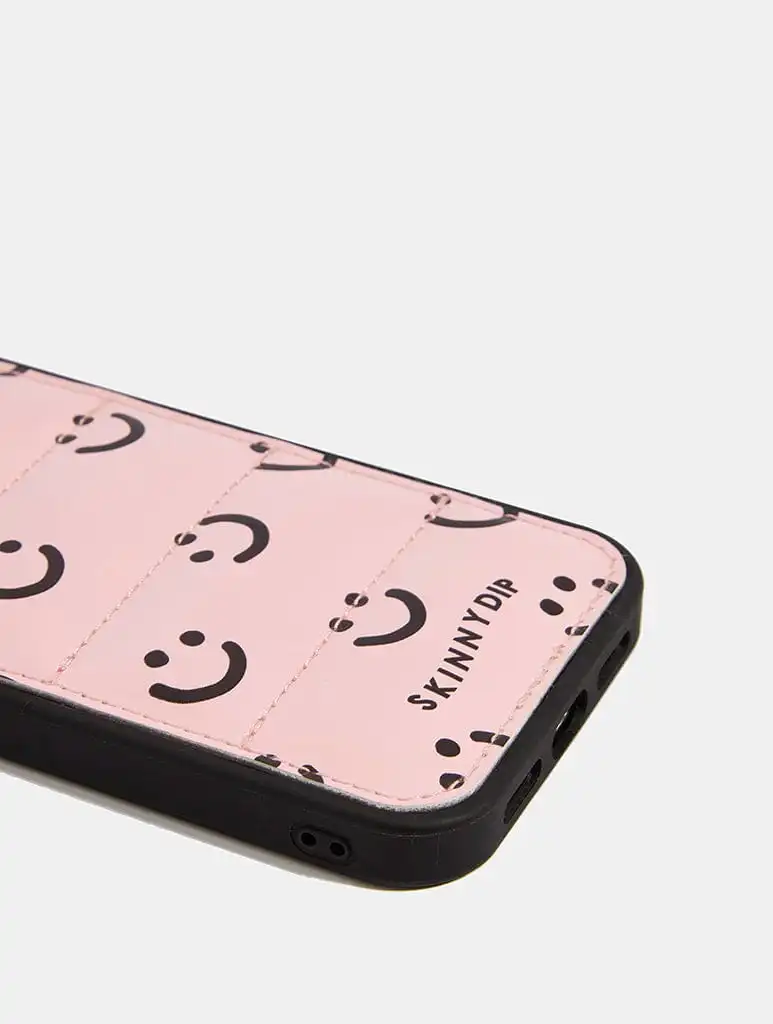 Pink Happy Face Puffer Case