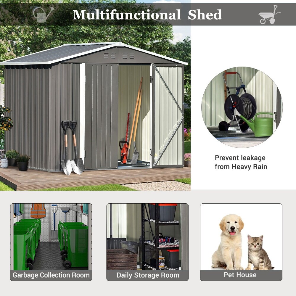 Bike Shed Garden Shed Metal Tool Storage Shed with Vents