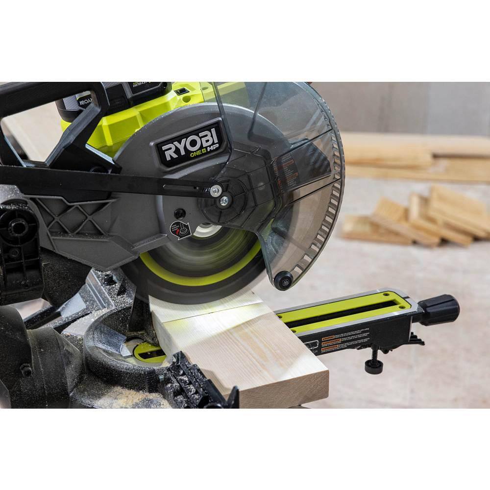 RYOBI ONE+ HP 18V Brushless Cordless 10 in. Sliding Compound Miter Saw Kit with 4.0 Ah HIGH PERFORMANCE Battery and Charger PBLMS01K