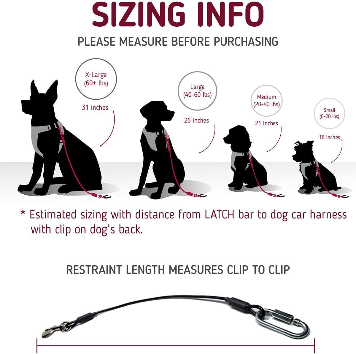 Leashboss Heavy Duty No-Chew Dog Car Restraint Seatbelt