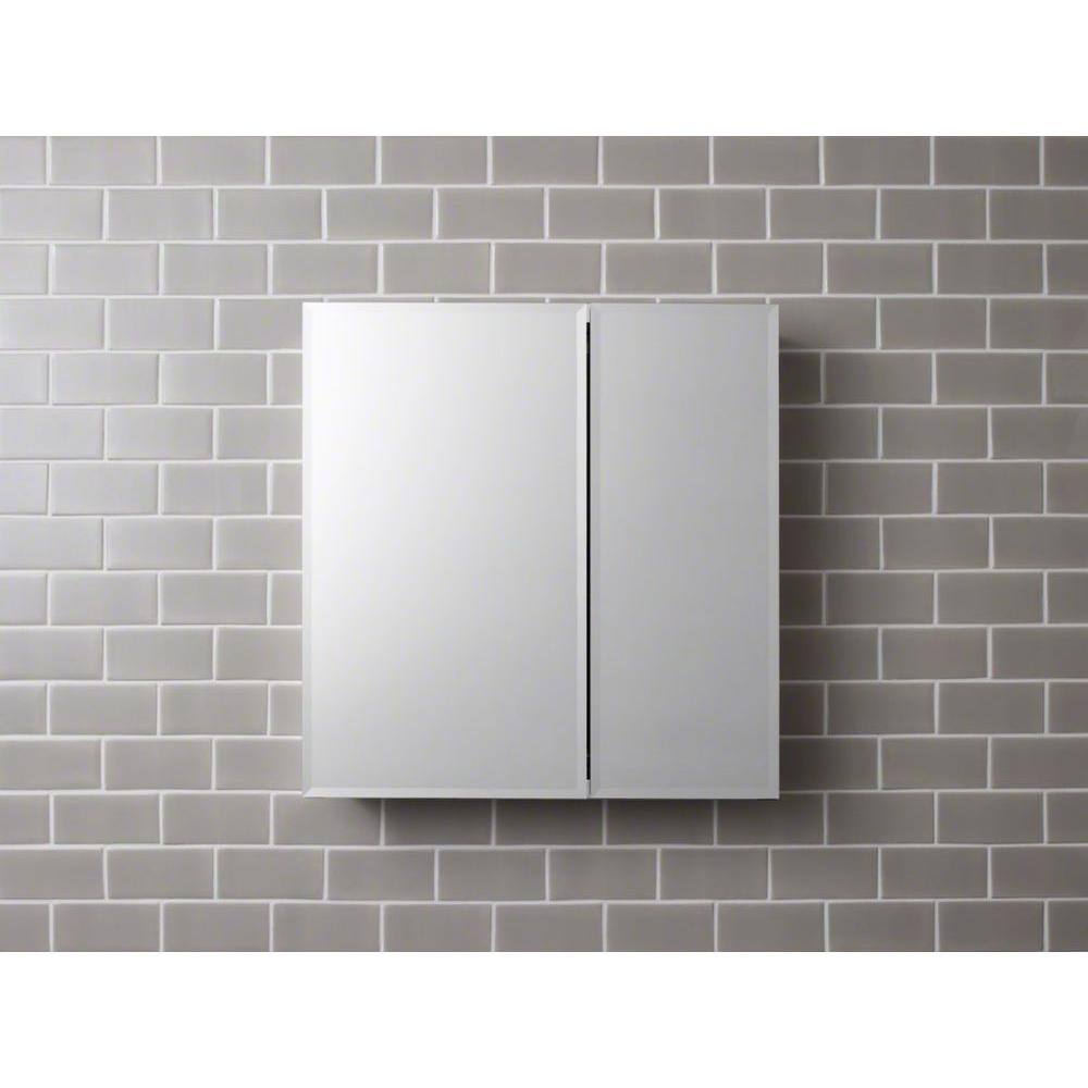 KOHLER Double Door 25 in. W x 26 in. H x 5 in. D Aluminum Cabinet with Square Mirrored Door in Silver K-CB-CLC2526FS