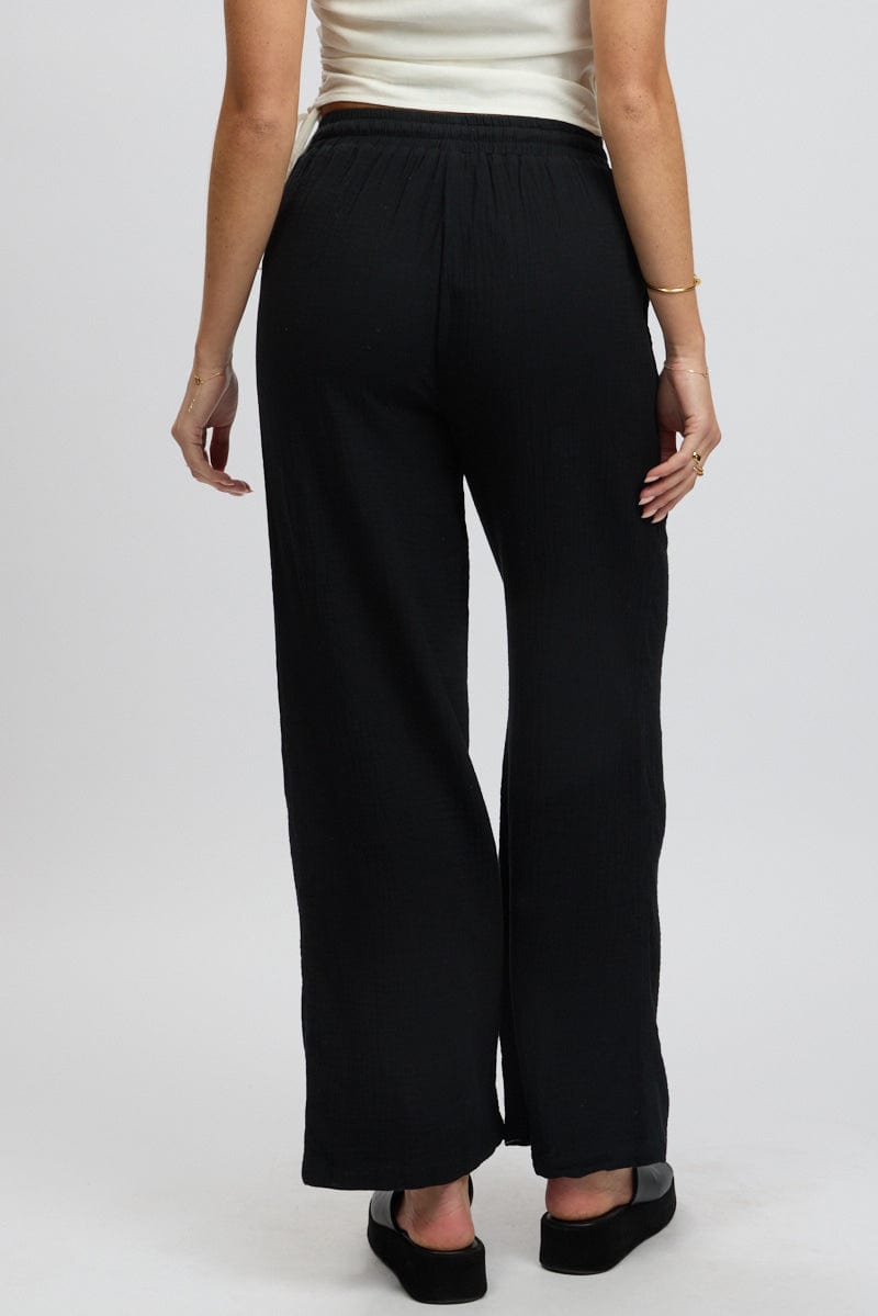 Black Wide Leg Pants Elasticated Waist