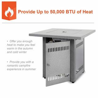 28 in. 50000 BTU Metal Outdoor Propane Gas Fire Pits Table (Silver) ZHYWMGB28-COL