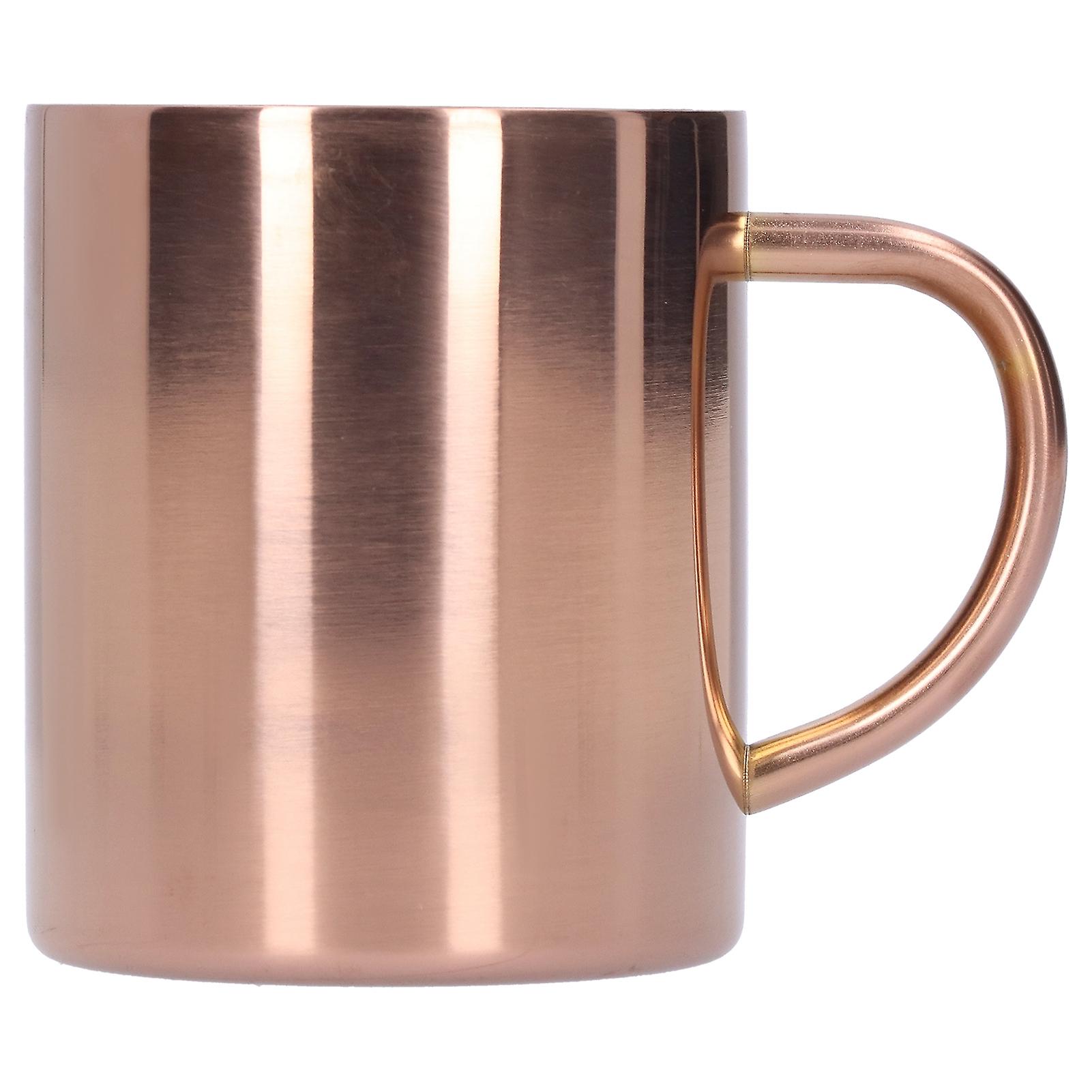 Mug Cup 304 Stainless Steel Double Layer Anti Scald Coffee Tea Water Cup with Handle 400ml(Rose Gold )