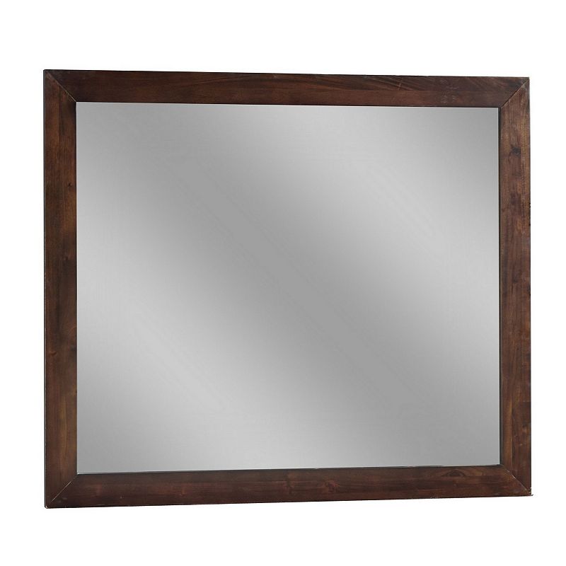 Rustic Style Rectangular Wooden Frame Dresser Mirror， Brown