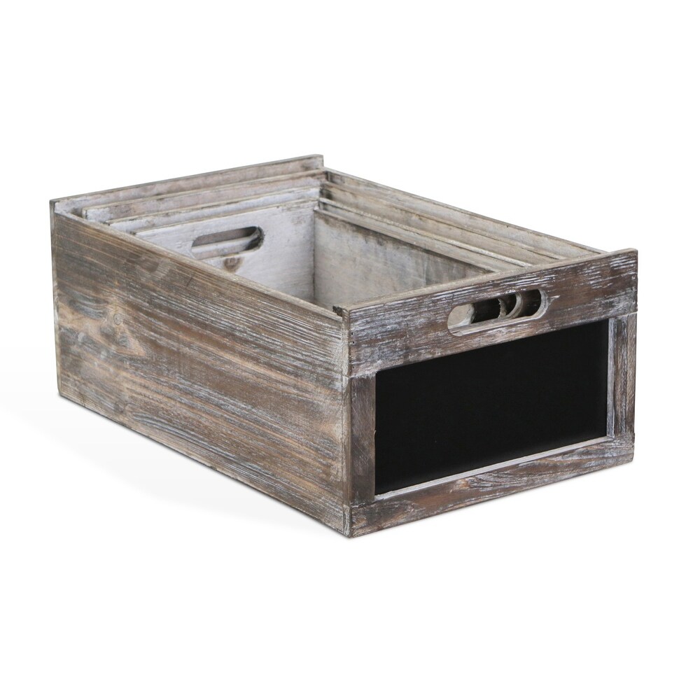 Brown Wood Crate with Chalkboard (Set of 4 )