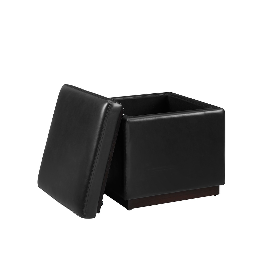 Rue Faux Leather Square Storage Ottoman