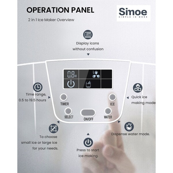 2-In-1 Ice Maker Water Dispenser 36lbs/24H LCD Display - 10
