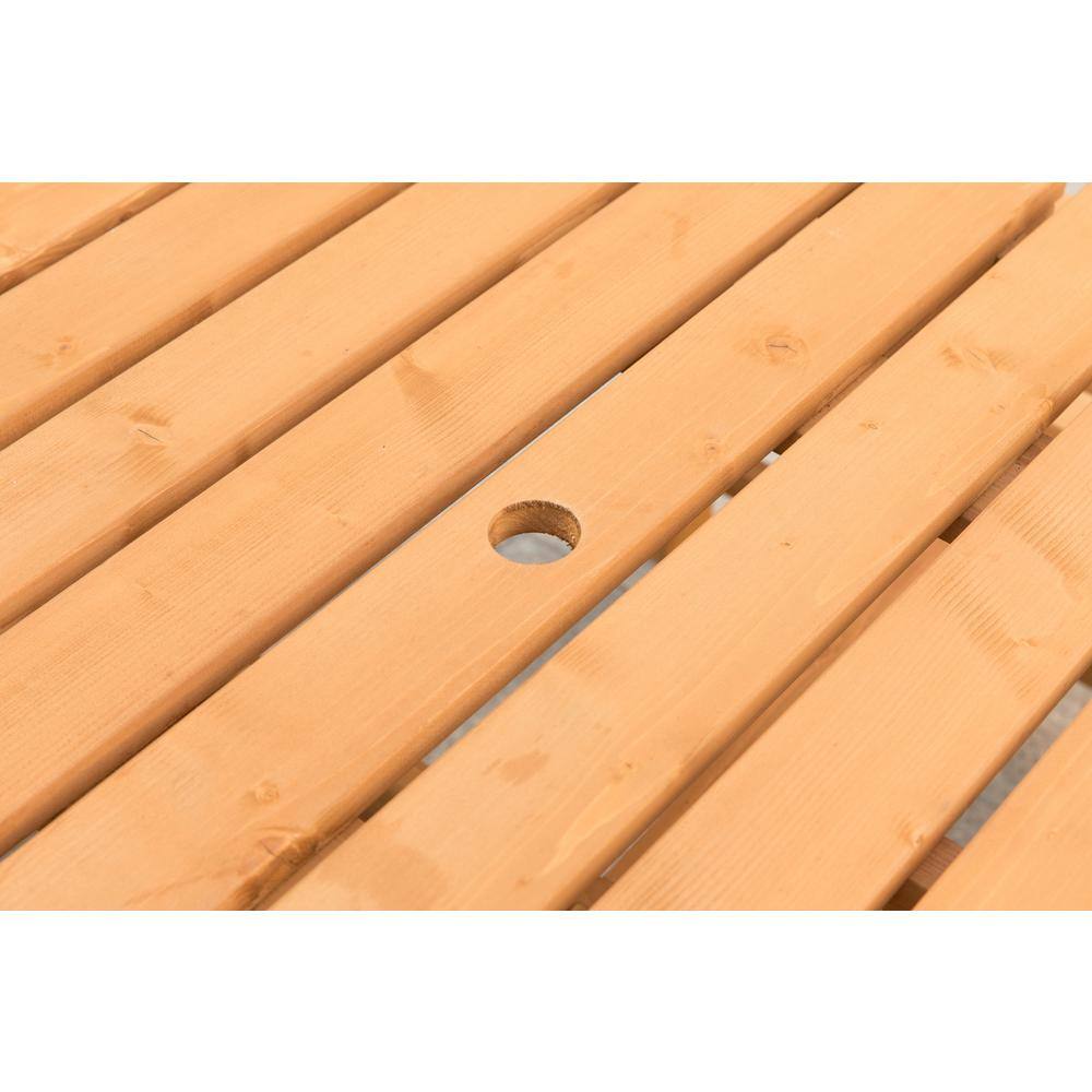 GARDENISED Stained Rectangular Wood 29.25 in. H Picnic Table A-Frame Outdoor Patio Deck Garden QI003905.ST