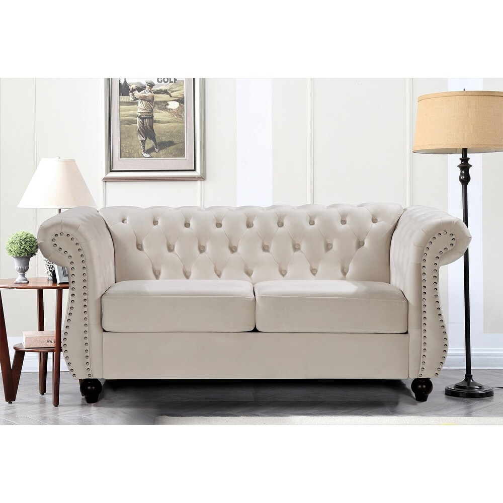 Kemos Velvet Chesterfield Loveseat