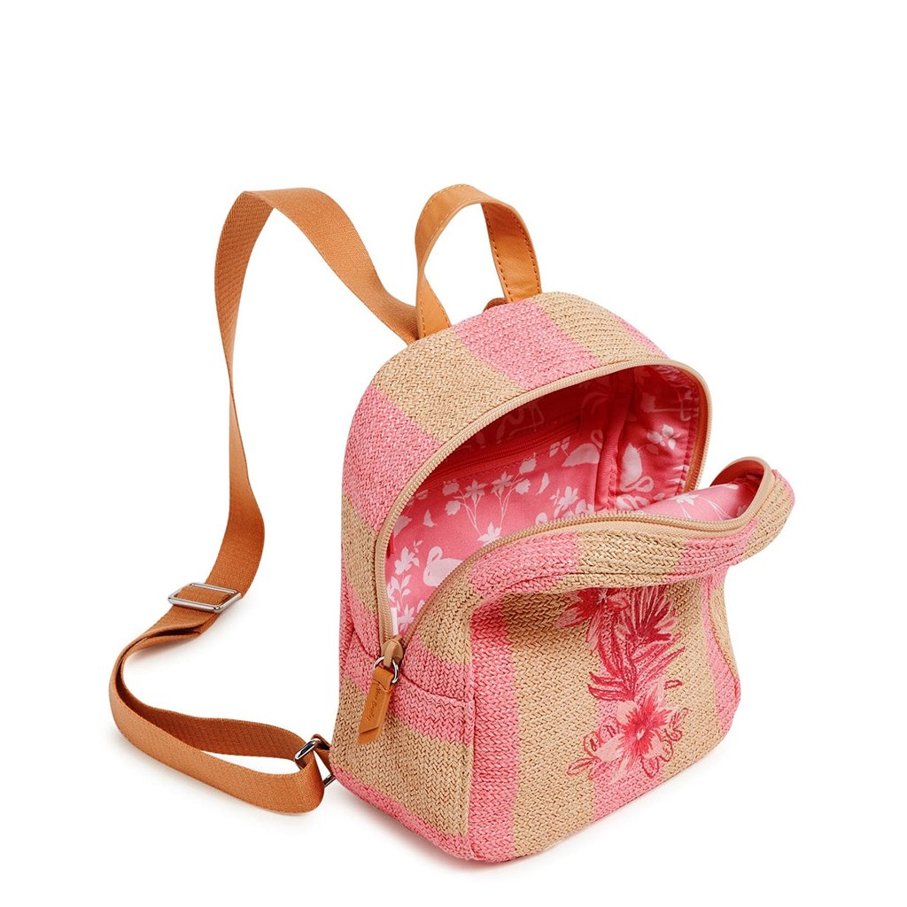 Vera Bradley  Mini Straw Backpack in Candy Pink Stripe Straw