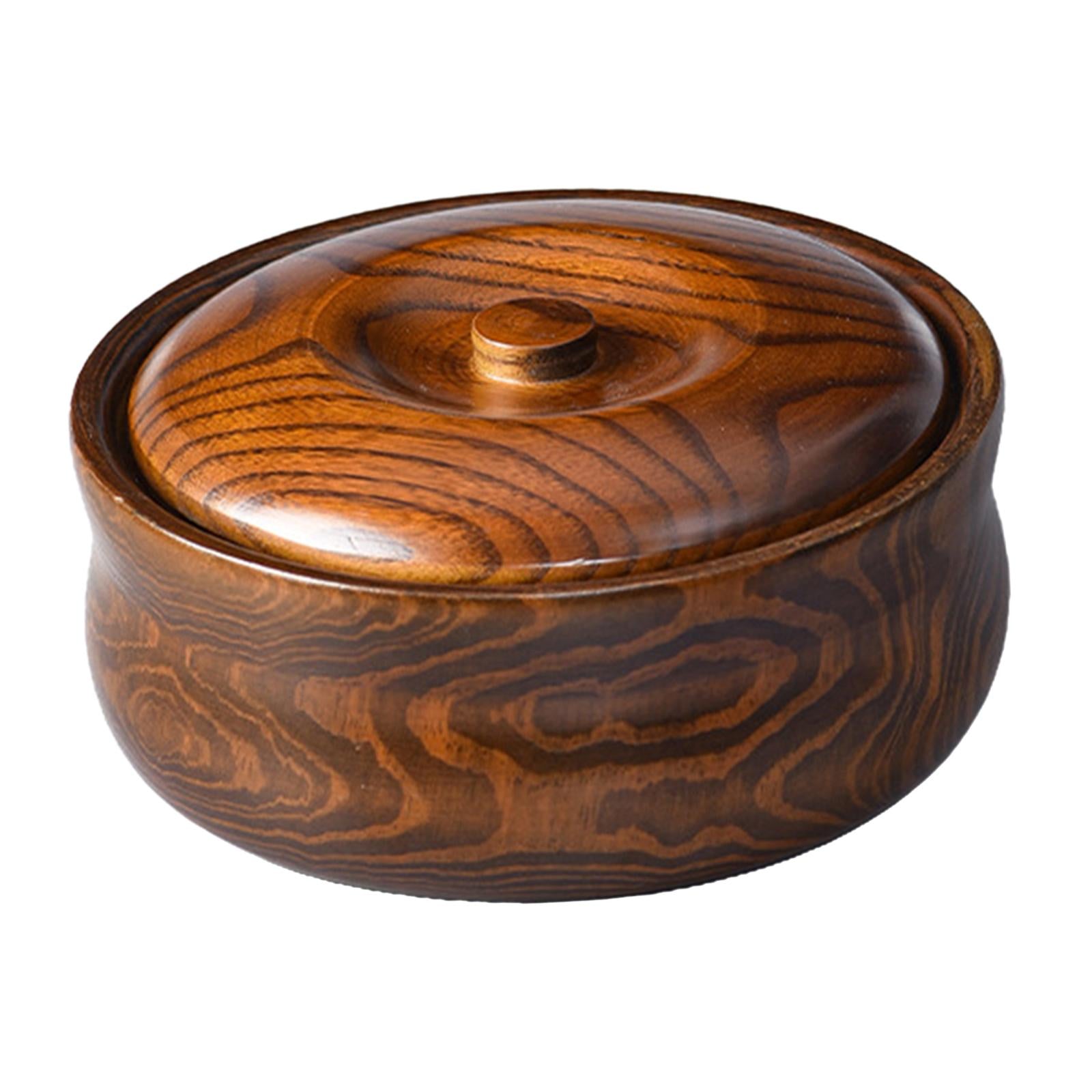 Wooden Bowl Salad Mixing Bowl Durable Decorative Solid Wood Reusable for Kitchen Home Decoration Container Handmade with Lids Serving Bowl 20cmx7.5cm