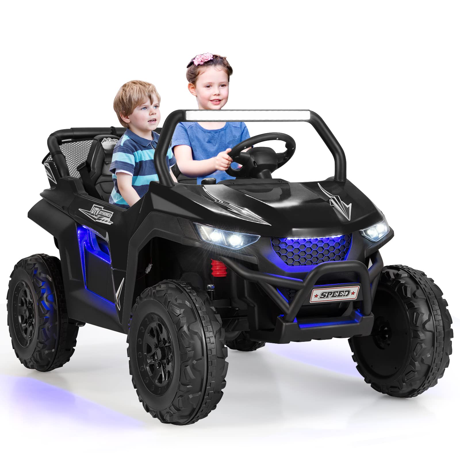 Costzon 2-Seater Ride on Car, Battery Powered Electric UTV w/ Remote Control, 4 Wheel Spring Suspension