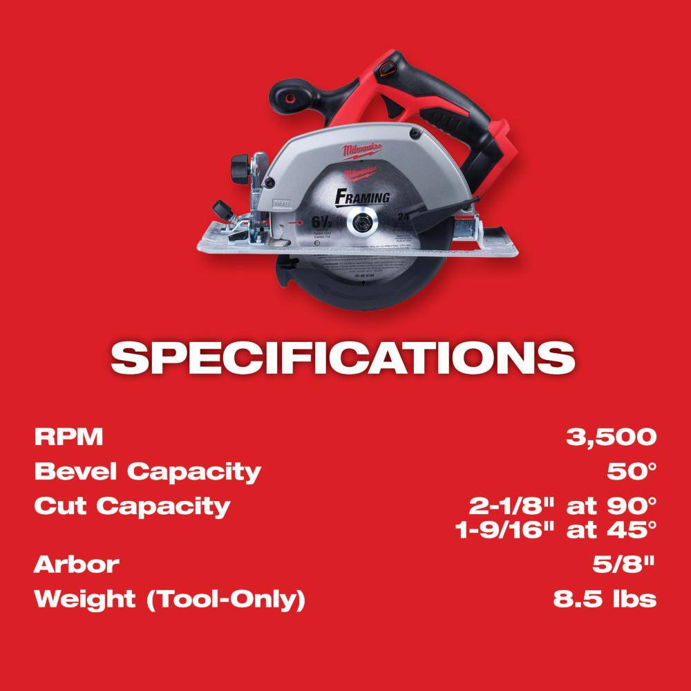 MW M18 18V Lithium-Ion Cordless Oscillating Multi-Tool with Reciprocating Saw and 6-12 in. Circular Saw 2626-20-2621-20-2630-20