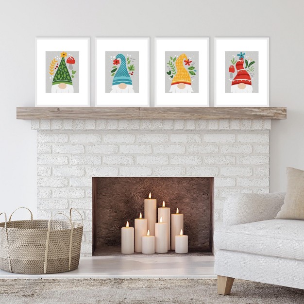 Big Dot Of Happiness Garden Gnomes Unframed Forest Gnome Linen Paper Wall Art Set Of 4 Artisms 8 X 10 Inches