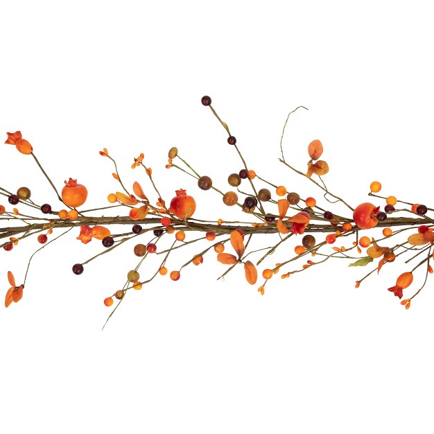 Fall Harvest Berries And Leaves Twig Artificial Garland Unlit